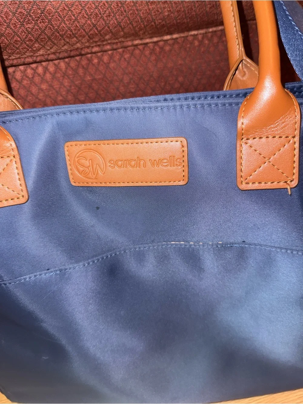 Navy Tote Bag with Tan Trim